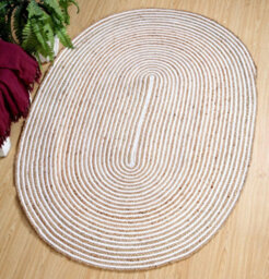 Second Nature Online Chakkar Pale Stripe Oval Jute Beige Hall Rug / 75 Cm X 120 Cm - thumbnail 4