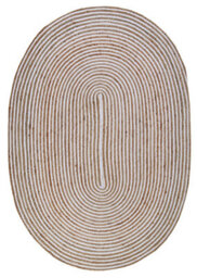 Second Nature Online Chakkar Pale Stripe Oval Jute Beige Hall Rug / 75 Cm X 120 Cm - thumbnail 3