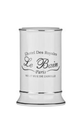 Orsina White Ceramic Bathroom Tumbler,small Tumbler With Black Lettering,modern Black Bathroom Tumbler  For Vanity