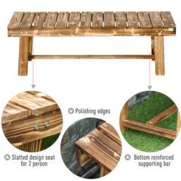Outsunny 1.1M Outdoor Garden Bench Patio Loveseat Fir Wood 2 Person - thumbnail 6
