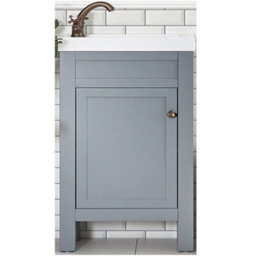 Homestylestore 400mm Light Grey Bathroom Vanity Unit With Basin And Round Bronze Handle - thumbnail 1