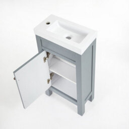 Homestylestore 400mm Light Grey Bathroom Vanity Unit With Basin And Round Bronze Handle - thumbnail 4