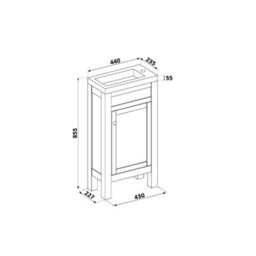 Homestylestore 400mm Light Grey Bathroom Vanity Unit With Basin And Round Bronze Handle - thumbnail 5