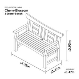 Cherry Blossom Bench 3 Seater Zest Garden Bench By Zest Outdoor Living - thumbnail 4