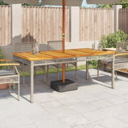 Walplus Garden Table Grey 180X90X75 Cm Poly Rattan Acacia Wood - thumbnail 3