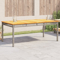 Walplus Garden Table Grey 180X90X75 Cm Poly Rattan Acacia Wood - thumbnail 1
