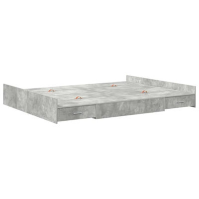 Berkfield Modern Storage Bed Frame Concrete Grey 135 X 190 Cm Engineered Wood