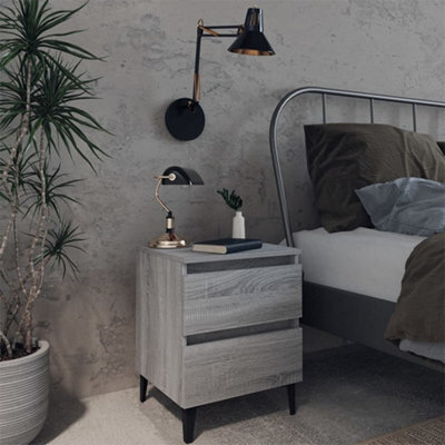 Berkfield Bed Cabinets With Metal Legs 2 Pcs Grey Sonoma 40X35X50 Cm - image 1