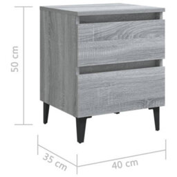 Berkfield Bed Cabinets With Metal Legs 2 Pcs Grey Sonoma 40X35X50 Cm - thumbnail 9