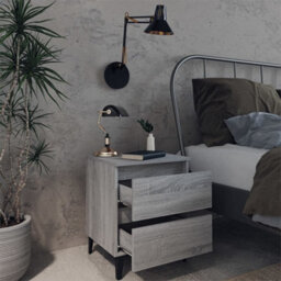 Berkfield Bed Cabinets With Metal Legs 2 Pcs Grey Sonoma 40X35X50 Cm - thumbnail 8