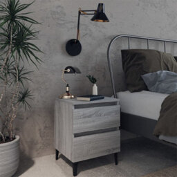 Berkfield Bed Cabinets With Metal Legs 2 Pcs Grey Sonoma 40X35X50 Cm - thumbnail 1
