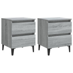 Berkfield Bed Cabinets With Metal Legs 2 Pcs Grey Sonoma 40X35X50 Cm - thumbnail 2