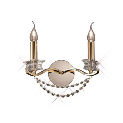 Luminosa Lighting Luminosa Nydia Wall Lamp 2 Light E14 French Gold/crystal - image 1