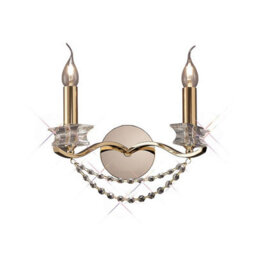 Luminosa Lighting Luminosa Nydia Wall Lamp 2 Light E14 French Gold/crystal - thumbnail 1