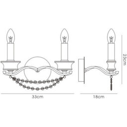Luminosa Lighting Luminosa Nydia Wall Lamp 2 Light E14 French Gold/crystal - thumbnail 4