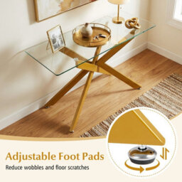 Costway Glass Console Table 115 Cm Entryway Table With Clear Tempered Glass Top-Golden - thumbnail 5