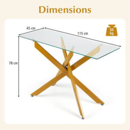 Costway Glass Console Table 115 Cm Entryway Table With Clear Tempered Glass Top-Golden - thumbnail 2
