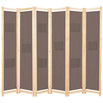 Walplus Brown Fabric 6 Panel Room Divider 240 By 170 By 4 Centimetres - image 1