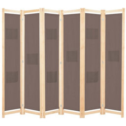 Walplus Brown Fabric 6 Panel Room Divider 240 By 170 By 4 Centimetres