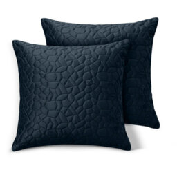 Ameha Navy Blue Embossed Pebbles Velvet Cushion Cover, 18X18 Inch, Pack Of 2, Ultra Soft, Breathable & Hypoallergenic