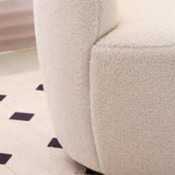 Abrihome Teddy Fabric Swivel Accent Armchair Barrel Chair With Black Powder Coating Metal Ring, Ivory White - thumbnail 4