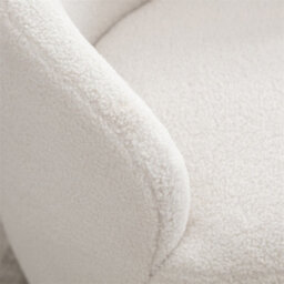 Abrihome Teddy Fabric Swivel Accent Armchair Barrel Chair With Black Powder Coating Metal Ring, Ivory White - thumbnail 3