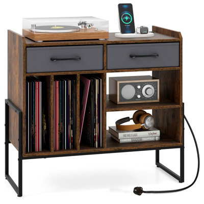 Gainoom Large Record Player Stand Mid Century Modern Vinyl Storage Cabinet W/adjustable Shelf - image 1