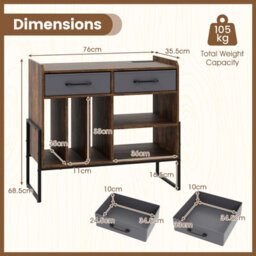 Gainoom Large Record Player Stand Mid Century Modern Vinyl Storage Cabinet W/adjustable Shelf - thumbnail 2