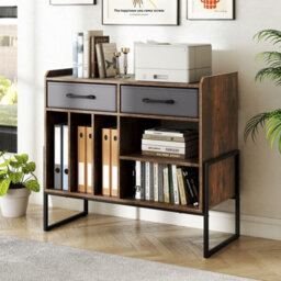 Gainoom Large Record Player Stand Mid Century Modern Vinyl Storage Cabinet W/adjustable Shelf - thumbnail 3