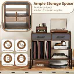 Gainoom Large Record Player Stand Mid Century Modern Vinyl Storage Cabinet W/adjustable Shelf - thumbnail 8