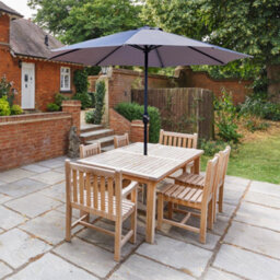 Glamhaus Garden Parasol Table Umbrella 2.7M With Crank Handle, Uv40 Protection, Free Protection Cover, Robust Steel - Light Grey - thumbnail 6