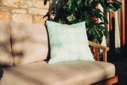 Hayward 50 X 50Cm Outdoor Cushion, Minty Geometric Classic Square Design, Shower-Resistant Square Cushion For Garden & Patio - thumbnail 3
