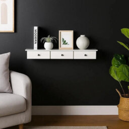 3 Drawer Wall Mounted Storage Cabinet With Floating Wooden Shelf - thumbnail 3