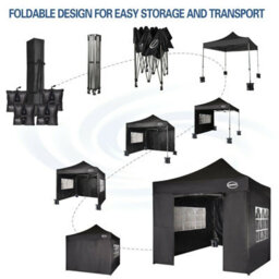 Mcc Direct Maximus 3X3 Heavy Duty Pop Up Black Gazebo With Sides - thumbnail 2