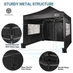 Mcc Direct Maximus 3X3 Heavy Duty Pop Up Black Gazebo With Sides - thumbnail 4