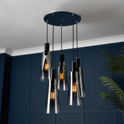 Litecraft Visconte Atrani Black Ombre 5 Light Cascading Pendant - image 1