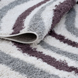 The Rugs Moodi Shaggy Grey/purple Smokeberry Rug Runner Striped Thick High Pile For Living Rooms, Bedrooms, Hallways, Kitchens - thumbnail 4