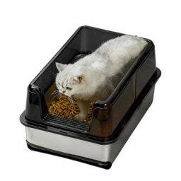 London Boutique Stainless Steel Cat Litter Tray, 60X40X35.5Cm Open Top Litter Box, High Sided, Easy Clean, Black - thumbnail 6