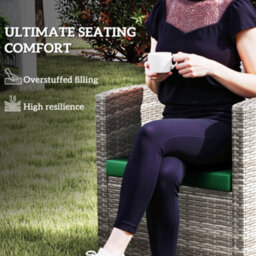 Outsunny 3Pcs Rattan Garden Seat Cushions Pads For Patio Furniture Green - thumbnail 6