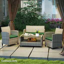 Outsunny 3Pcs Rattan Garden Seat Cushions Pads For Patio Furniture Green - thumbnail 8