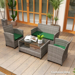 Outsunny 3Pcs Rattan Garden Seat Cushions Pads For Patio Furniture Green - thumbnail 9