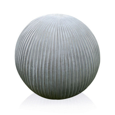 Idealist™ 25 Cm Fluted Grey Reinforced Stone Outdoor Concrete Effect Garden Decorative Ball 5.5Lbs - image 1