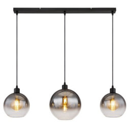 Luminosa Lighting Luminosa Newcastle Bar Pendant Ceiling Light Matt Black Smoke Glass Shade 3X E27 - thumbnail 3