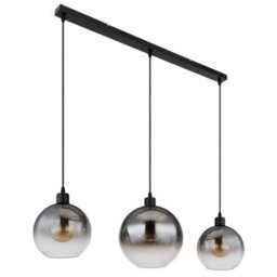 Luminosa Lighting Luminosa Newcastle Bar Pendant Ceiling Light Matt Black Smoke Glass Shade 3X E27 - thumbnail 2