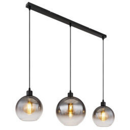 Luminosa Lighting Luminosa Newcastle Bar Pendant Ceiling Light Matt Black Smoke Glass Shade 3X E27