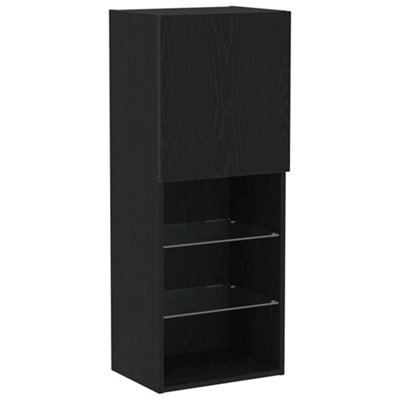 Berkfield Modern Tv Cabinet With Led Lights Black Oak 40,5X30X102 Cm - image 1