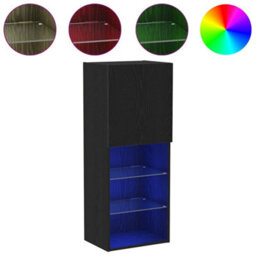Berkfield Modern Tv Cabinet With Led Lights Black Oak 40,5X30X102 Cm - thumbnail 4