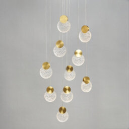 Litecraft Visconte Oskar Satin Brass 10 Light Led Glass Cluster Pendant - thumbnail 3