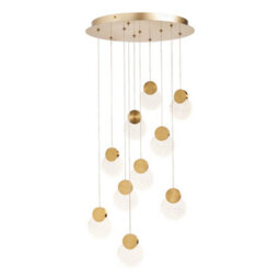 Litecraft Visconte Oskar Satin Brass 10 Light Led Glass Cluster Pendant - thumbnail 2