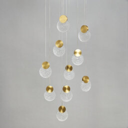 Litecraft Visconte Oskar Satin Brass 10 Light Led Glass Cluster Pendant - thumbnail 4